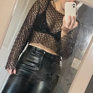 Black sparkle mesh top